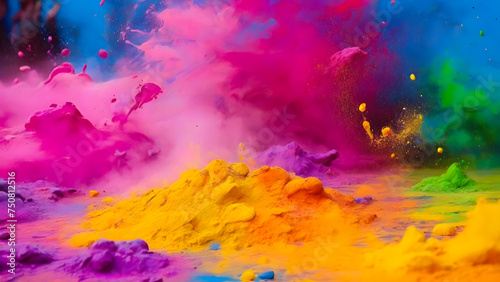 Colorful holi paints flying apart © DimaSabaka