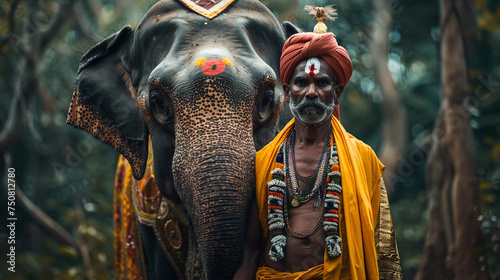 Indian man hindi in traditional man.  photo
