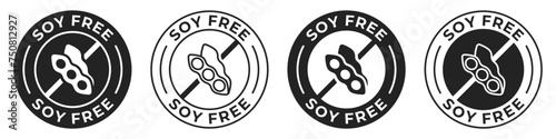 Soy free label. Soybeans free icon. No allergen vector illustration for product packaging logo, sign, symbol or emblem. Zero soy badge isolated. photo