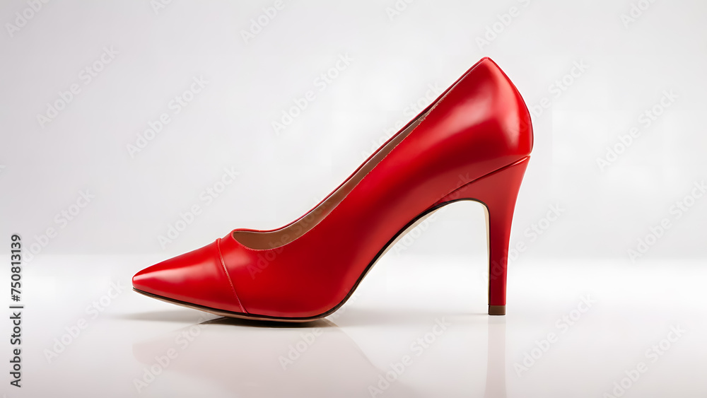 Red high heel shoe on white background Red high heel shoe on white background