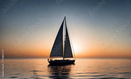 Azure ocean sailboat scene
