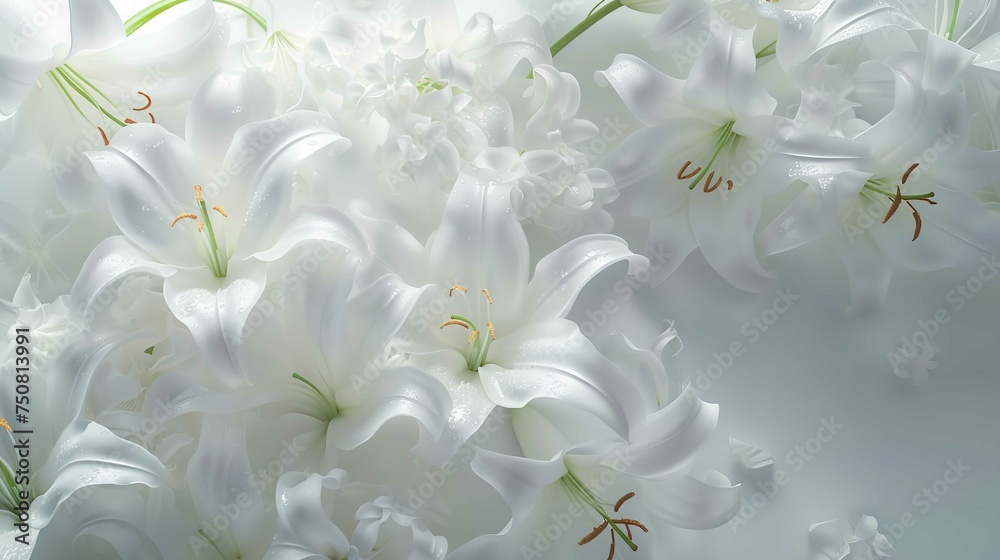 White lily flowers on white background flower White lily flowers on white background flower