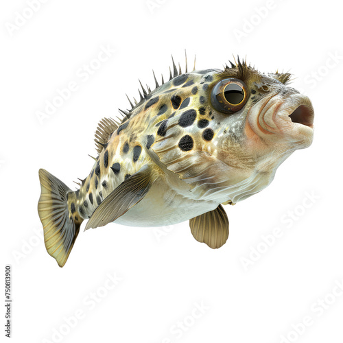 Photo of puffer fish isolated on transparent background
