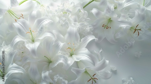 White lily flowers on white  background flower