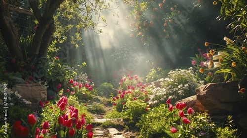 A serene garden scene on a Good Friday border embodies the essence of Gethsemane.