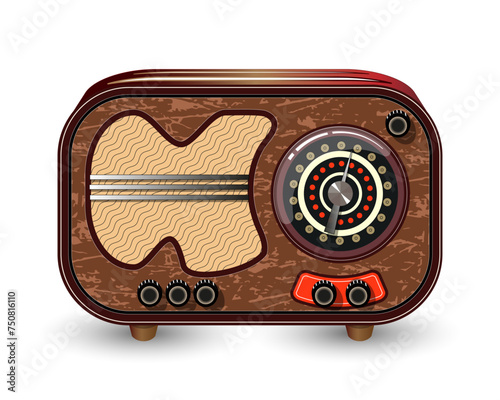 Vintage retro radio receiver. The original design. Vector illustration