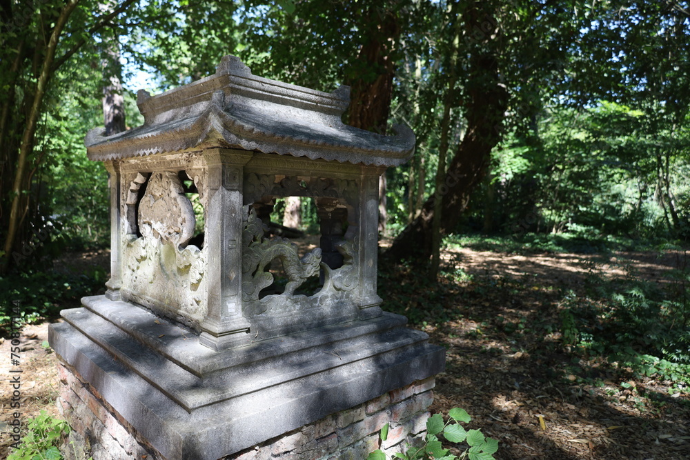asian stone temple altar in Vincennes garden asian stone temple altar in Vincennes garden