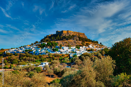 The majestic Lindos Acropolis and old town.