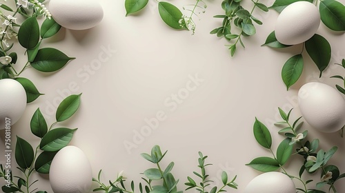 A minimalist Easter Monday design featuring uncomplicated egg shapes and fresh green elements. photo
