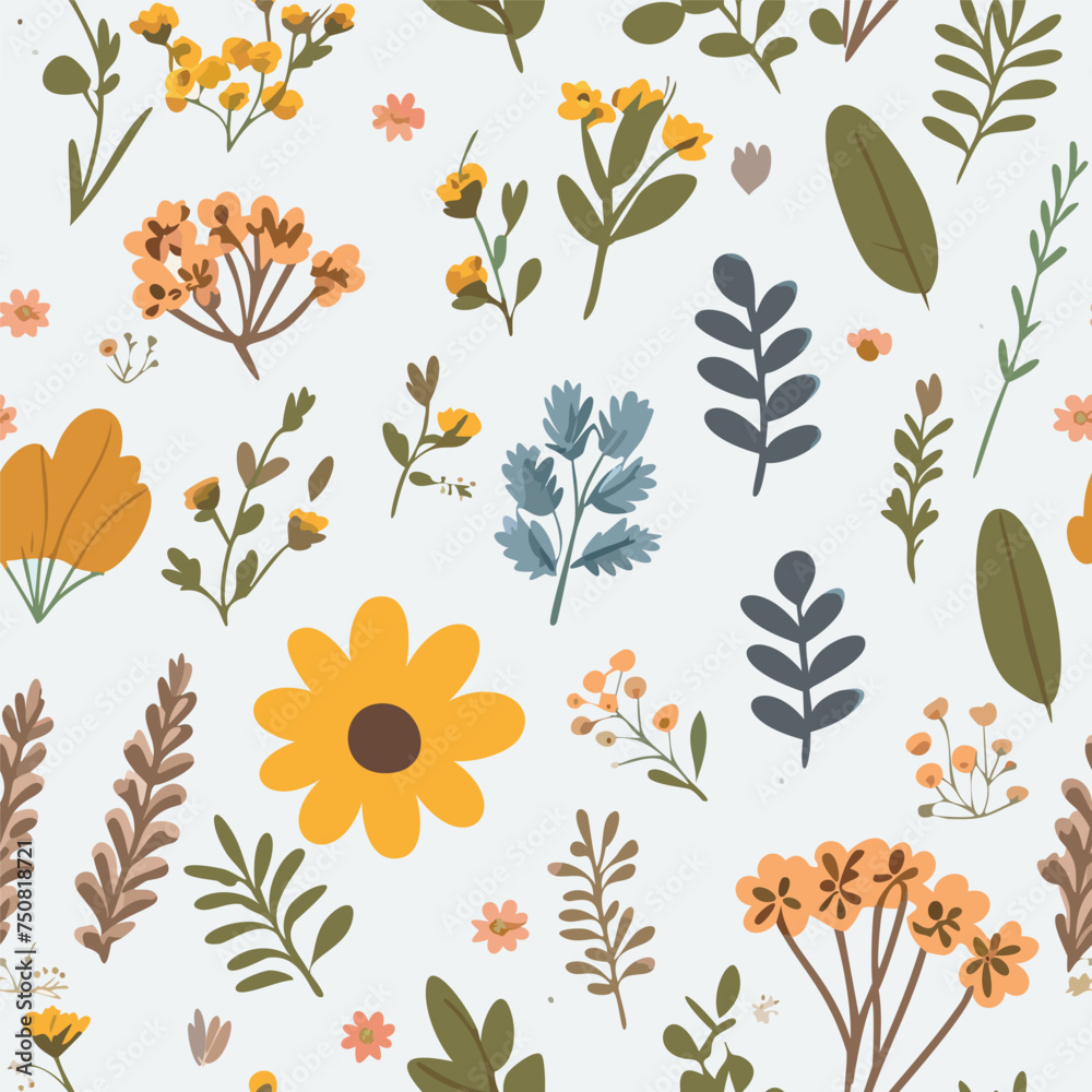 custom made wallpaper toronto digitalWatercolor vintage flowers seamless pattern with boho branches and gold leaves on white background. For boho or rustic style decoration.