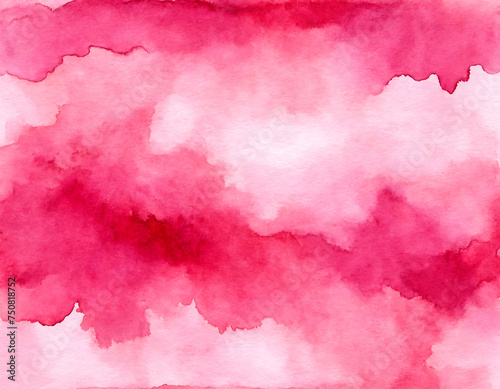 Watercolor background. Pink paint on white paper.