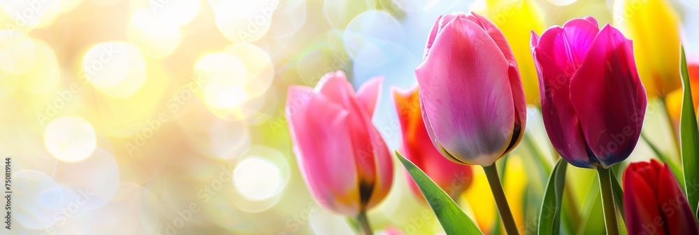Fototapeta premium Spring Tulip Close-up with Pastel Bokeh Generative AI