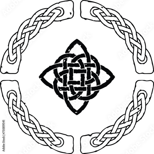 Grunge Celtic Pattern Circle and Knot