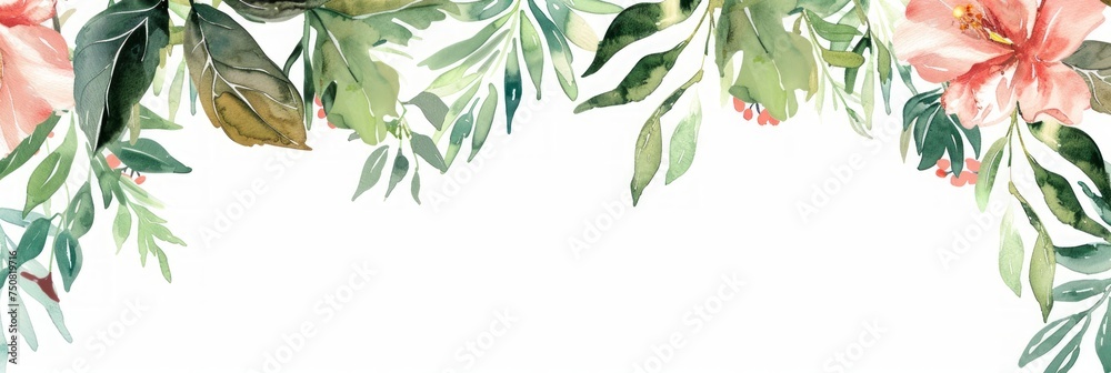 Naklejka premium Watercolor Leaf and Floral Design for Banners, Posters, and Invitations Generative AI