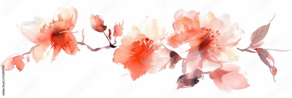 Elegant Watercolor Hand-Painted Flower on White Background Generative AI