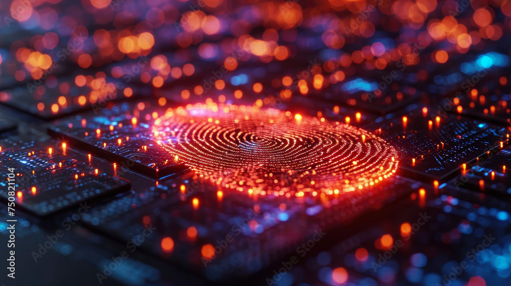 Digital Fingerprint on Secure Keyboard - The Nexus of Cybersecurity and Technology, AI Generated Digital Fingerprint on Secure Keyboard - The Nexus of Cybersecurity and Technology, AI Generated