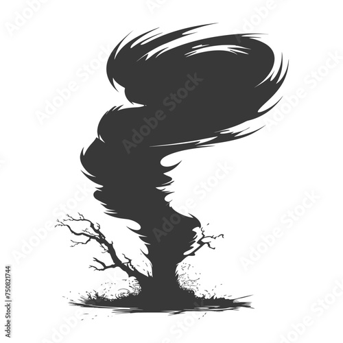 Silhouette Tornado whirlwind black color only