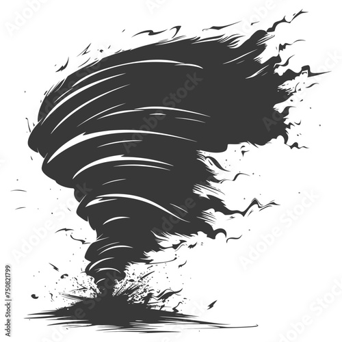 Silhouette Tornado whirlwind black color only