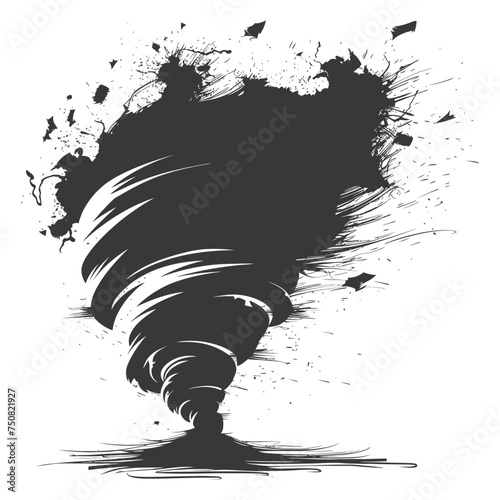 Silhouette Tornado whirlwind black color only