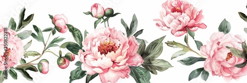 Summer Exotic Floral Background with Pink Peonies Generative AI