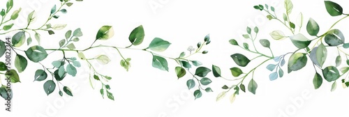 Green Leaf Branches Floral Wedding Ornament Concept Poster Invite Generative AI © AlexandraRooss