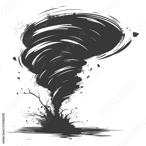 Silhouette Tornado whirlwind black color only