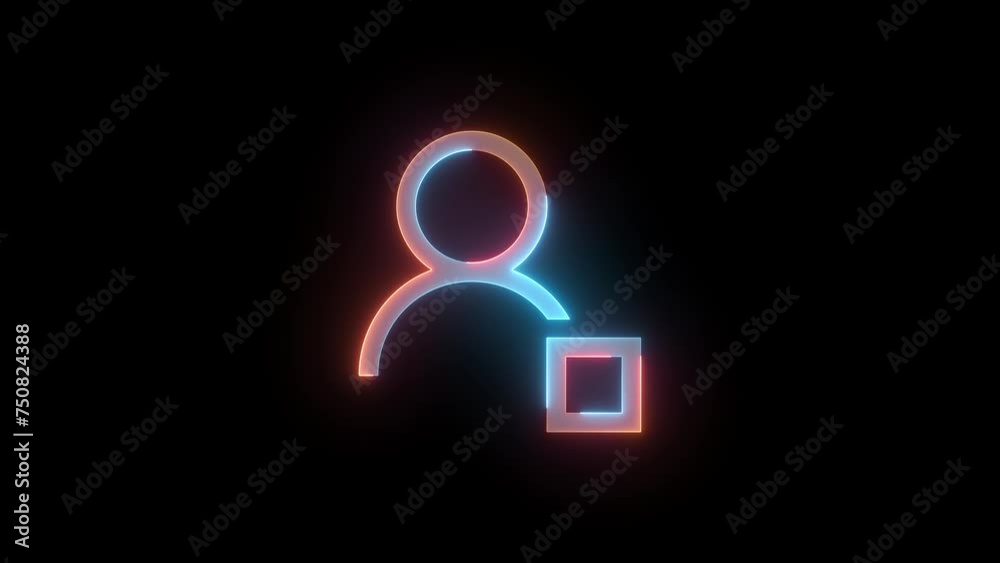 Neon contact presence icon brown cyan color glowing animation black background Neon contact presence icon brown cyan color glowing animation black background