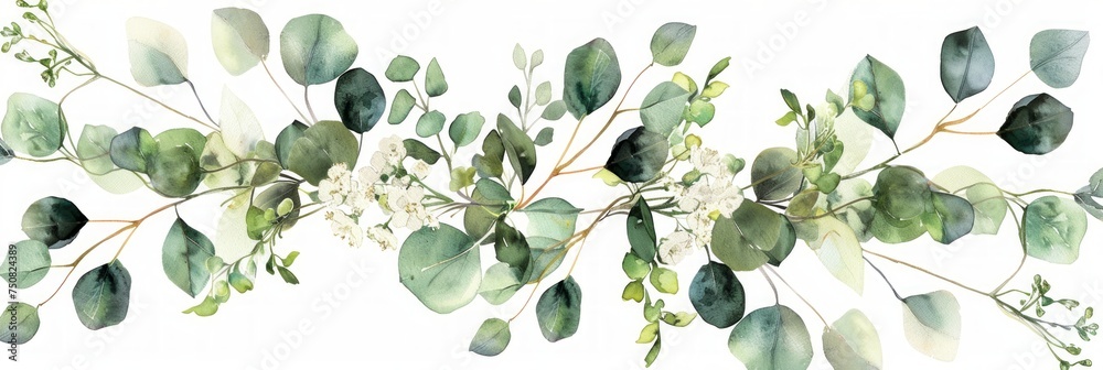 Eucalyptus and Jasmine Wedding Foliage Bouquet Generative AI - obrazy, fototapety, plakaty 