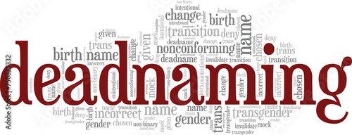 Deadnaming word cloud conceptual design isolated on white background.