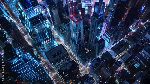 Futuristic Cityscape at Night with Neon Lights