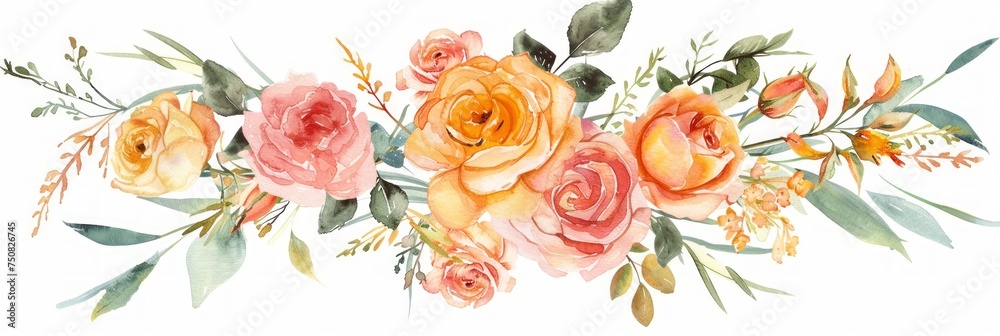 Watercolor Floral Wreath and Bouquet for Special Occasions Generative AI
