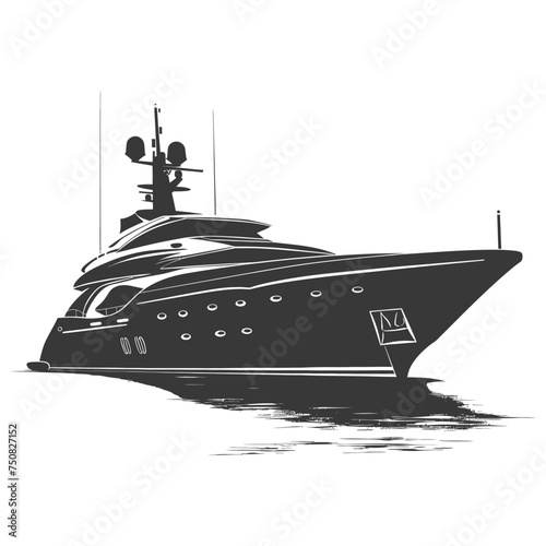 Silhouette yacht or boat black color only