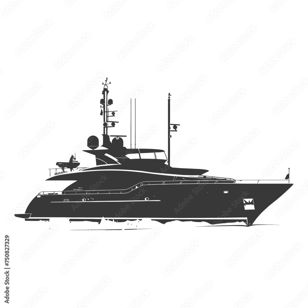 Silhouette yacht or boat black color only