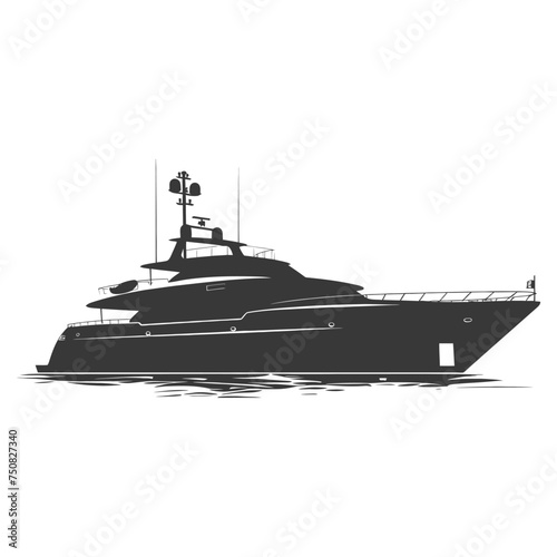 Silhouette yacht or boat black color only