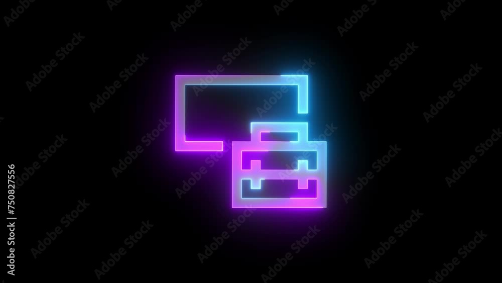 Neon manage icon cyan purple color glowing animation black background Neon manage icon cyan purple color glowing animation black background