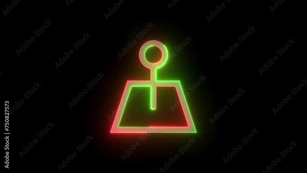 Neon map pin icon green red color glowing animation black background Neon map pin icon green red color glowing animation black background