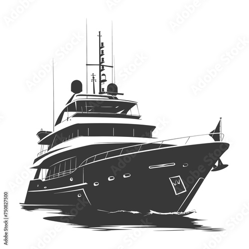 Silhouette yacht or boat black color only