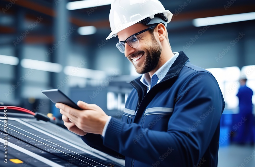 Business concept, work of engineers in factory Business concept, work of engineers in factory