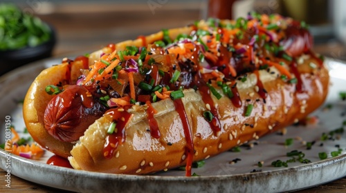 Loaded Hot Dog on Plate