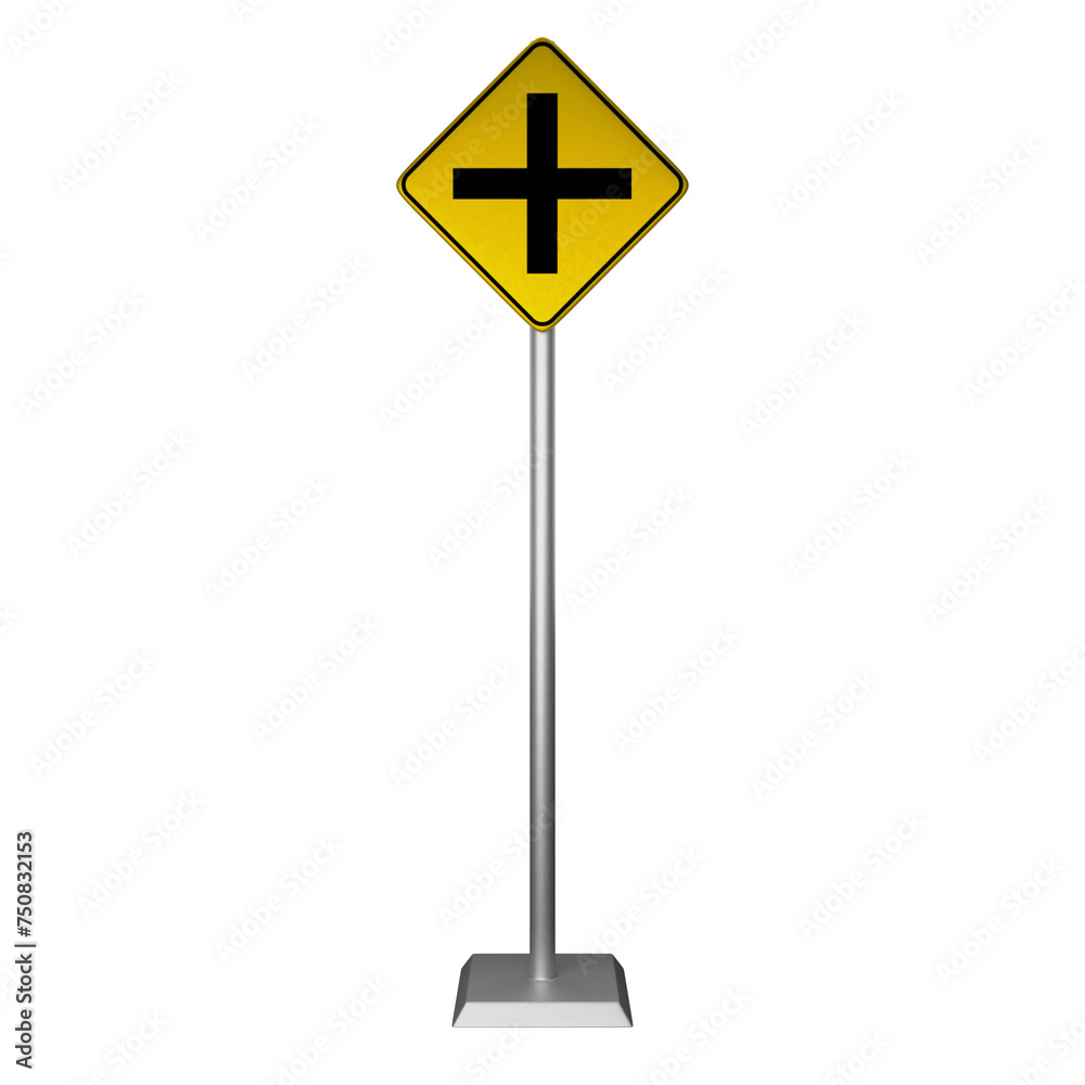 3D illustration of intersection road sign 3D illustration of intersection road sign