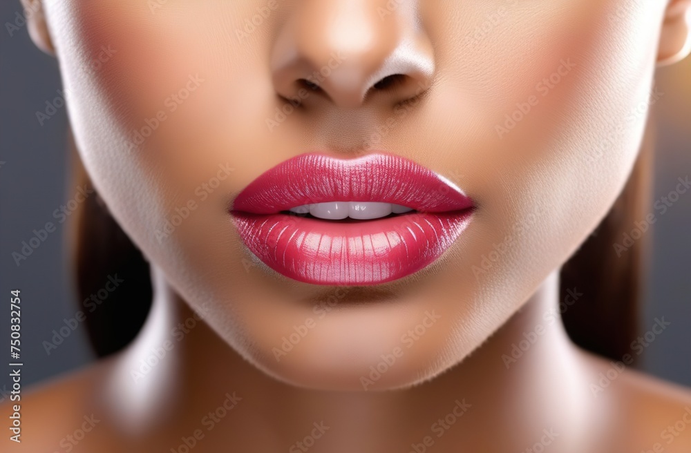 Fototapeta premium close up of a woman lips with a lipstick
