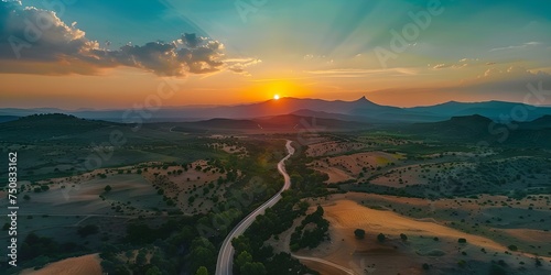 Sunset over AP Highway in Mollet del Valles Spain. Concept Travel  Sunset Views  Scenic Routes