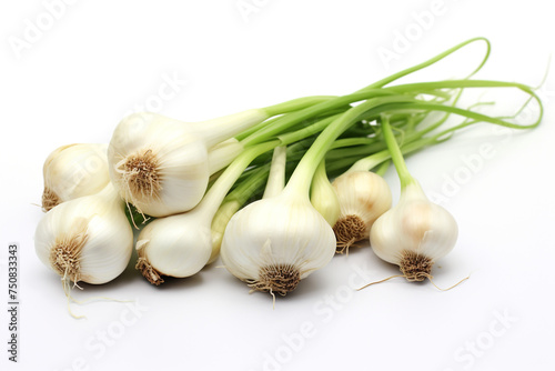 Close-up Bunch of Garlics isolated on transparent or white background   reated with Generative Ai