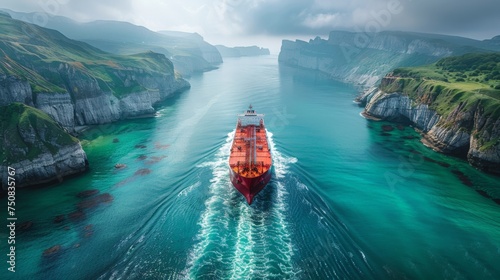 Large Boat Sailing in Open Water