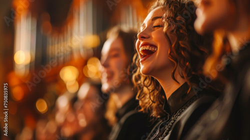 A church choir joyfully performs, their faces alight with passion and harmony © Paula