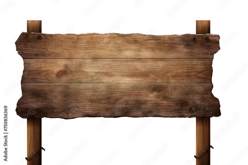 Blank empty wooden rustic signage sign board signpost post wood on white background сreated with Generative Ai