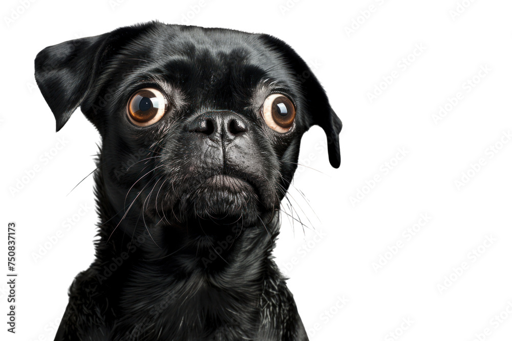 Stupid looking black dog,Isolated on a transparent background.