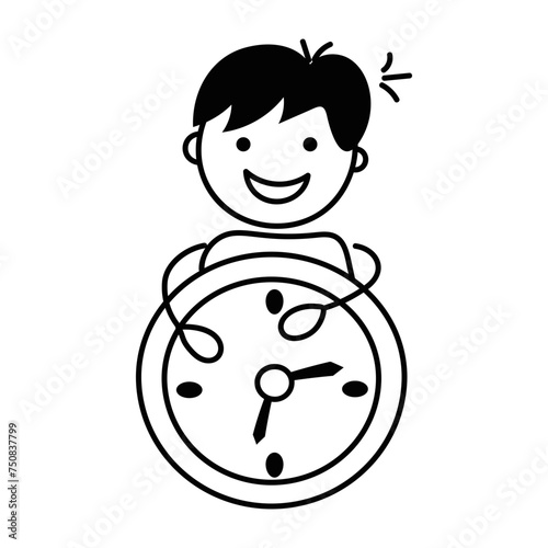 Here’s a doodle icon of punctual student 
