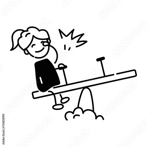 Get this doodle icon of seesaw swing 