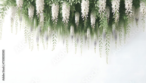Glycine avec fleurs qui retombent en cascade  photo